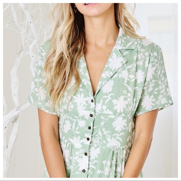 Boho Fabulous Floral Print Shirt Midi Dress - Picture 4 of 4